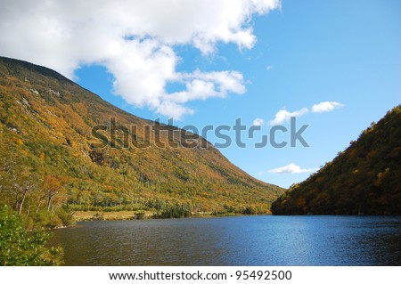 Profile Lake in fall, Franconia Notch State Park, New Hampshire NH, USA