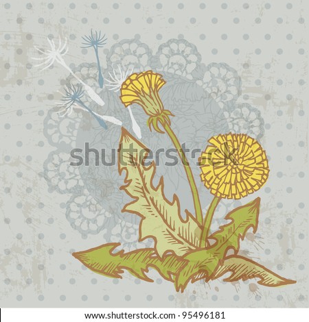 Vintage card with flowers and place for your text - Vector