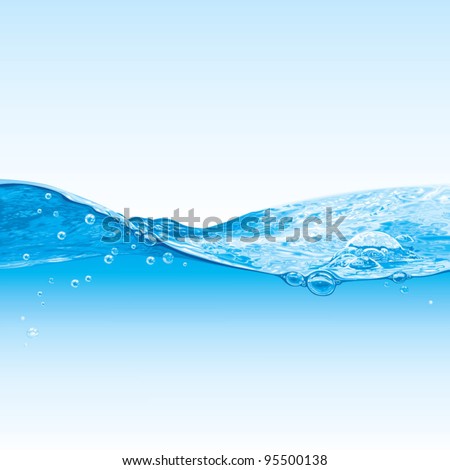 Water wave transparent surface with bubbles, vector illustration Royalty-Free Stock Photo #95500138