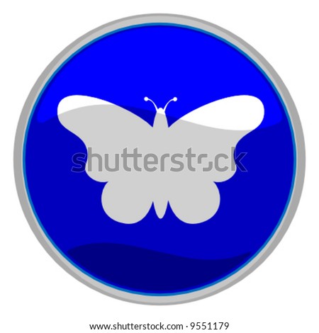 Vector illustration of a glossy icon of a butterfly
