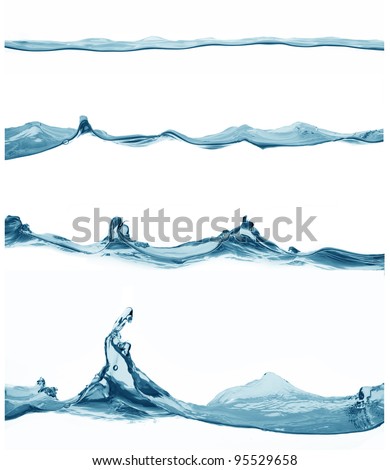close up view of splashed water surface on white back to be cut out Royalty-Free Stock Photo #95529658