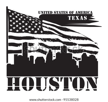 Grunge label with name of Texas, Houston, vector illustration