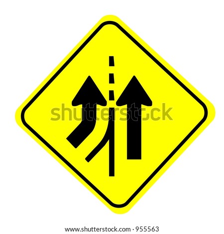 Merging Traffic from left sign isolated on a white background