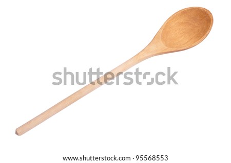 Used wooden spoon isolated Royalty-Free Stock Photo #95568553