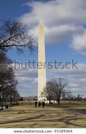 View of Washington monument with a cloudy sky. Washington D.C. USA
