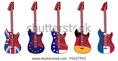 electric guitar made in British, American, European, German,  French styles. vector illustration