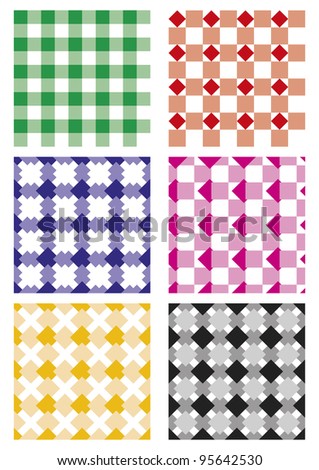 Set of six vector seamless patterns. Repetitive elements