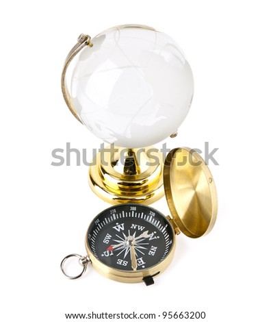 compass and the globe on a white background