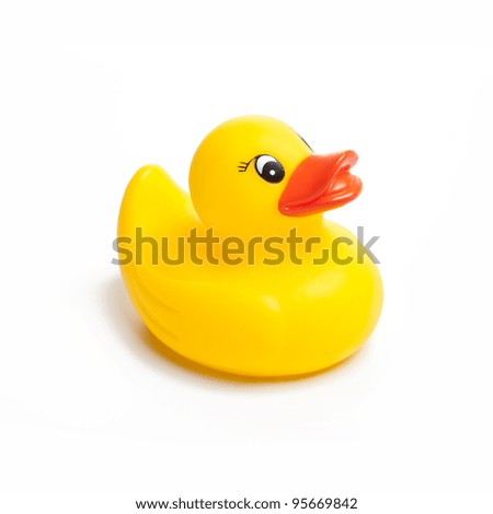 Yellow rubber duck on White Background Royalty-Free Stock Photo #95669842
