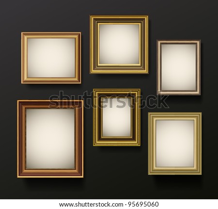 Picture frame vector on wall. Vintage set