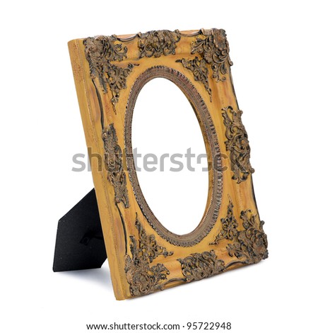 Old antique ornate frame with white background. Isolated image.