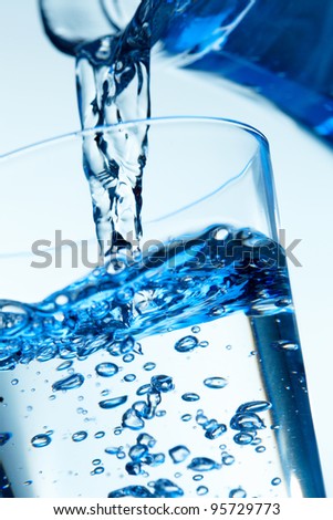 Close-up picture of a pouring water into a glass.