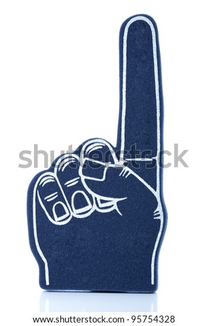 A blue foam finger for sports activity signifying "we are number 1!" Royalty-Free Stock Photo #95754328
