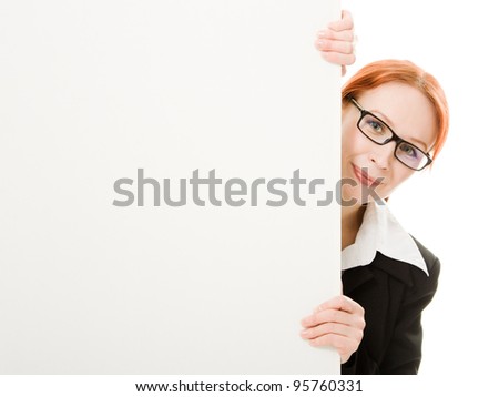 business woman with glasses hidden behind a white sheet of paper