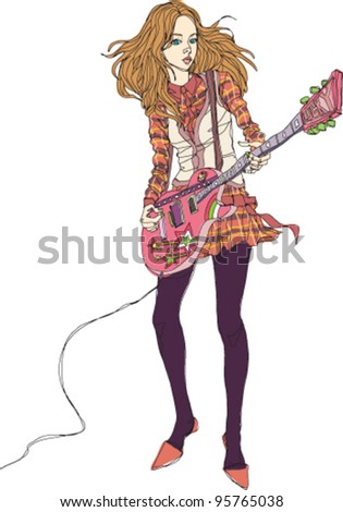 closeup of woman holding guitar