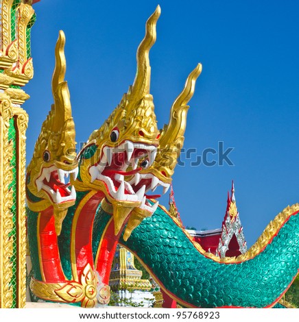 Head of the serpent in the temple of Thailand.
