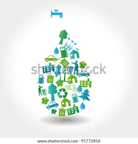 Protect the Earth: environment symbols on clean earth