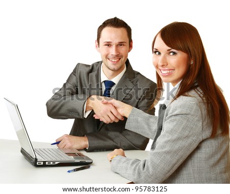 Business handshake , isolated on white background