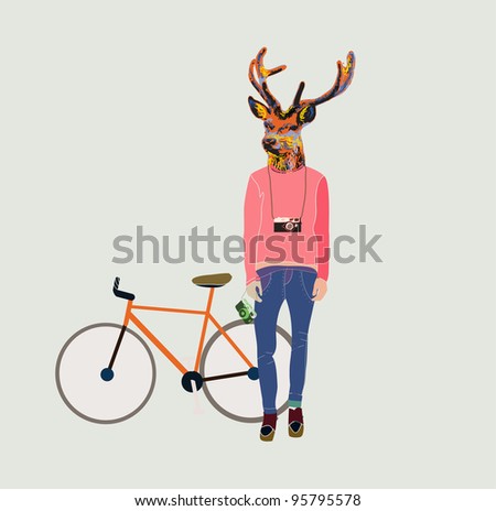 Fashionable hipster deer