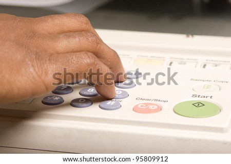 Copier, Fax and Scanner, Female Hands Working