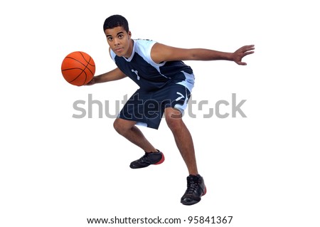 Basketball player isolated in white