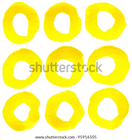 Watercolor circles are isolated on a white background.