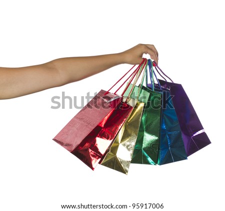 Handful of Bags isolated over white