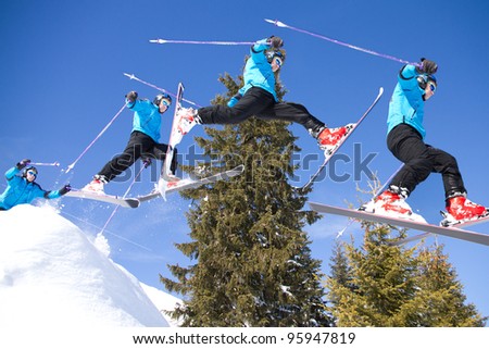 series of a skier in a jump