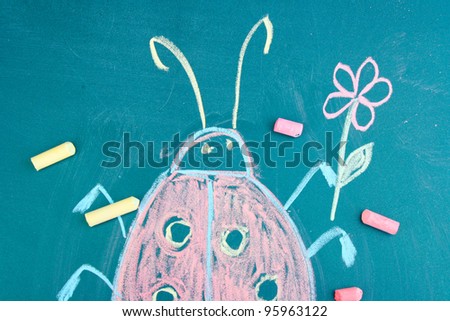 Lady-beetle, child's drawing with chalk