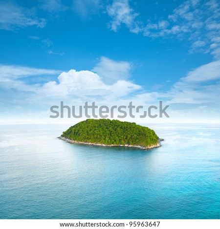 Tropical island. Square composition. Royalty-Free Stock Photo #95963647