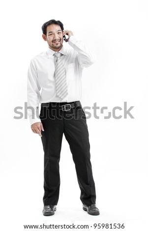 businessman talking on cell phone isolated on white background