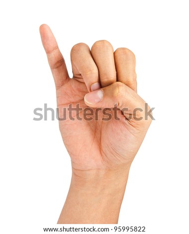Man hand making sign. Isolated on white background