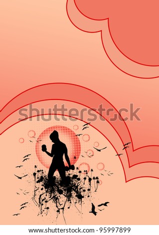 Fitness girl background with space (poster, web, leaflet, magazine)