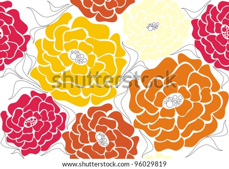 ornamental vector pattern with decorative flower silhouette on white background