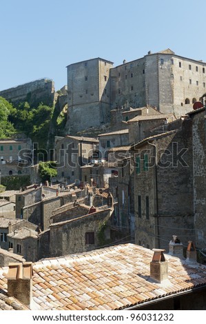Sorano (Tuscany, Italy), panoramic view of the medieval town