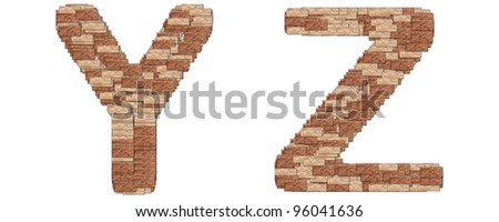 The alphabet brick wall on white background Y Z