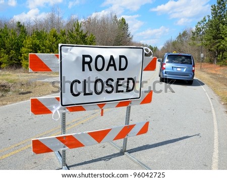 Road Closed Sign at construction site Georgia, USA.