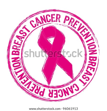 pink breast cancer prevention stamp isolated over white background. vector