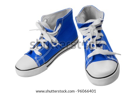 Blue classic sneakers isolated over white with clipping path
