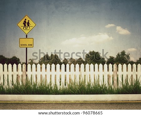 vintage picture of school zone sign
