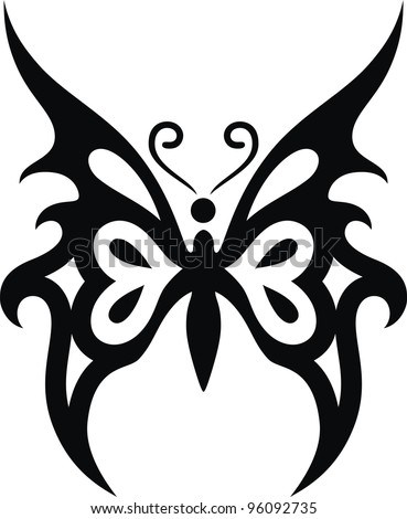 The stylized image of the butterfly in the form of a tattoo