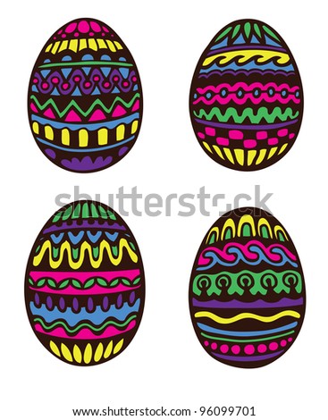 Colorful Hand Drawn Easter Eggs