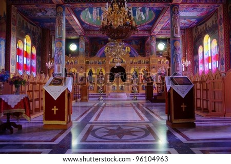 The interior of the Church of God in the Greek Orthodox monastery at the Shepherds Field near Jerusalem (g.Beyt Sahour)