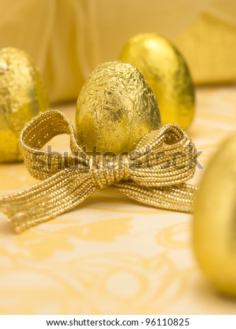 golden eggs with bow