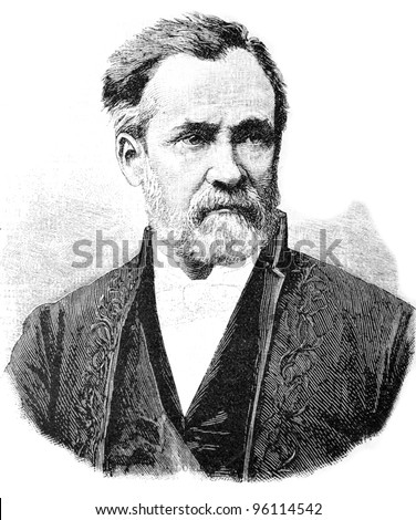 Louis Pasteur - French microbiologist and chemist, member of the French Academy (1881).  Illustration from "Niva" magazine, publishing house A.F. Marx, St. Petersburg, Russia, 1913 Royalty-Free Stock Photo #96114542