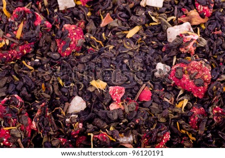 Aromatic tea with strawberry and raspberry