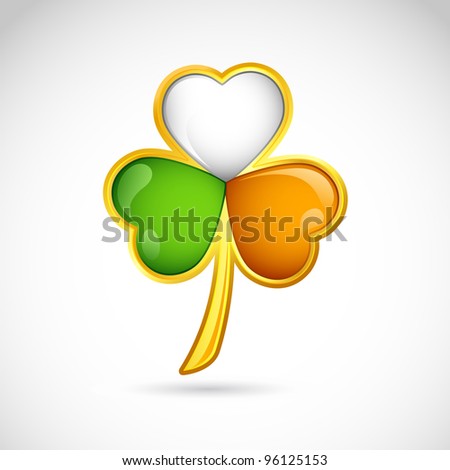 illustration of clover leaf in Irish flag color for saint patrick's day