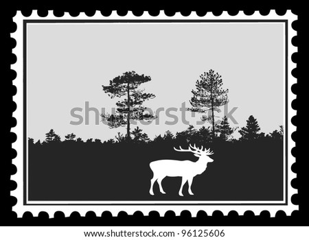 silhouette deer on postage stamps