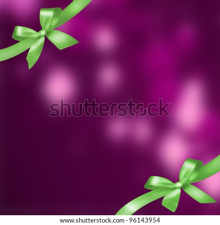 Holiday  violet  background with green bows