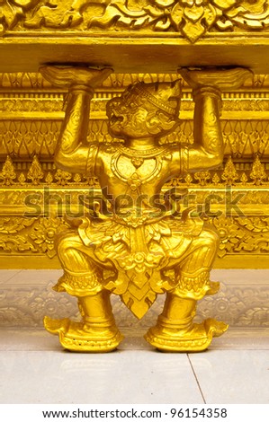 A giant golden statue in beautiful  Thai temple,Thailand